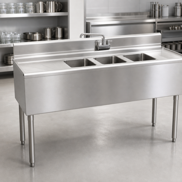 Product image #3 for Eagle Group 2200 Series 60-Inch Three-Compartment Underbar Sink Unit with Left Drainboard