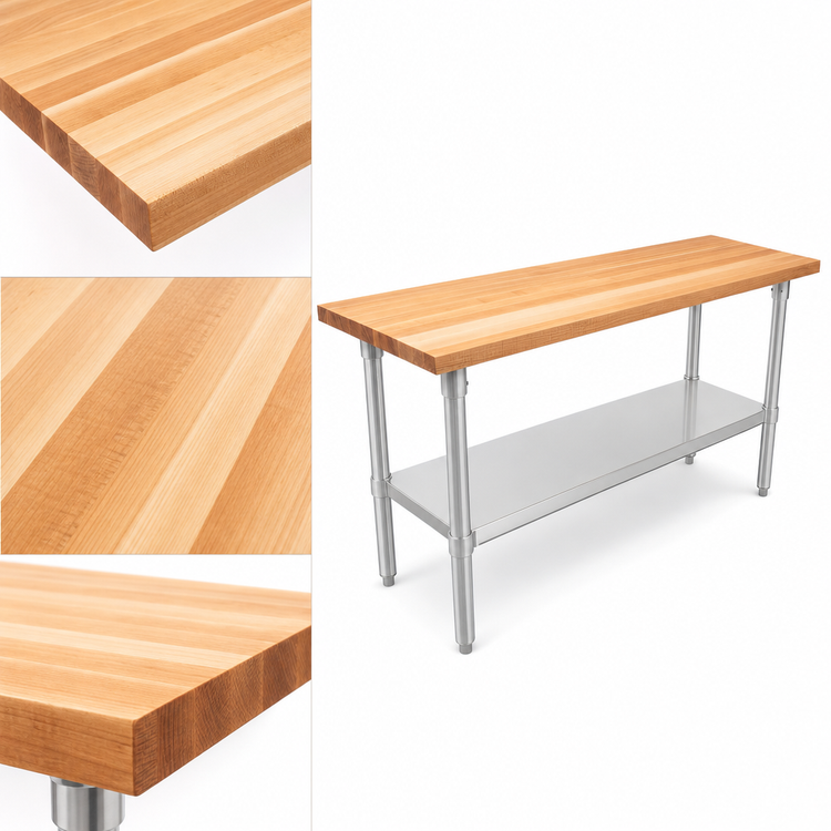 Product image #3 for John Boos 72-Inch x 18-Inch Wood Top Work Table with Adjustable Undershelf and Bullet Feet