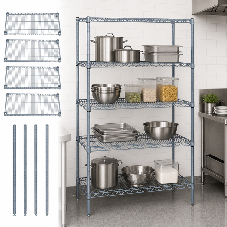 Product image #3 for Quantum 72-Inch W x 24-Inch D x 74-Inch H Stationary Wire Shelving Starter Kit, 4-Shelf, Gray Epoxy Finish