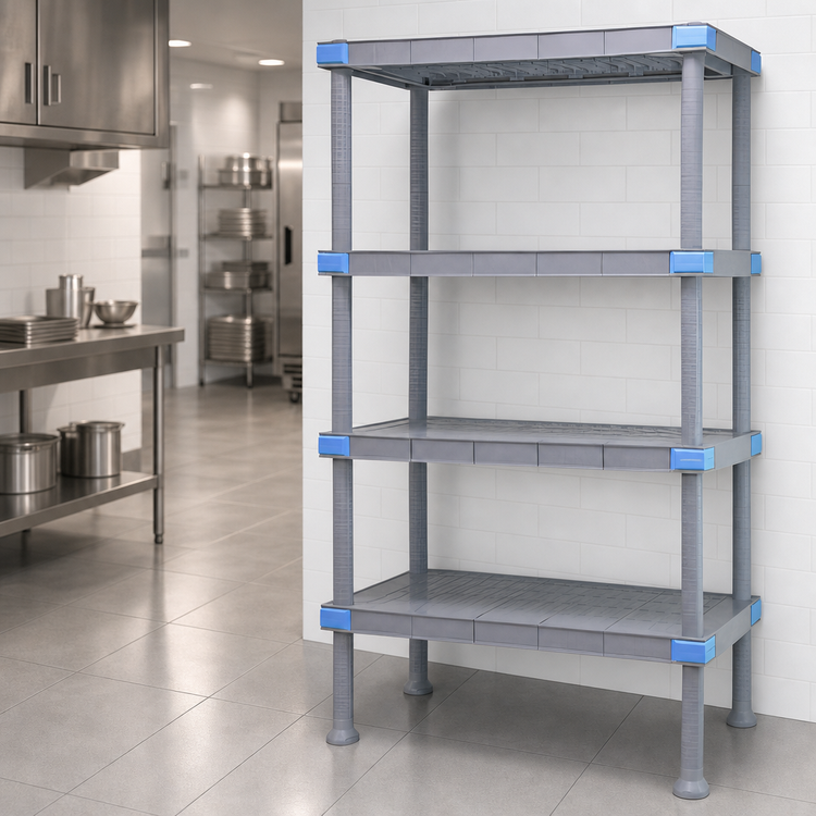 Product image #3 for Quantum Millenia 24 Inch W x 18 Inch D x 86 Inch H Stationary Polymer Shelving Starter Unit with 5 Solid Shelves