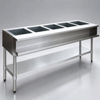 Thumbnail image #3 for Eagle Group AWT5-NG-3VP 5-Well Natural Gas Water Bath Hot Food Table with Open Base and Undershelf, 79" Wide Case of 3