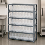 Thumbnail image #3 for Quantum 1239-201CL Stationary Wire Shelving Unit, 36 x 12 x 39 in., 5 Shelves with 18 Clear Bins