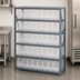 Thumbnail image #3 for Quantum Heavy-Duty Stationary Wire Shelving Unit with 5 Shelves and 18 Clear Bins, 36 x 12 x 39 Inches