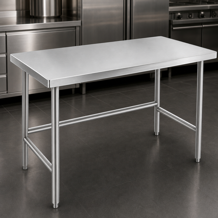 Product image #3 for Advance Tabco 48" x 30" 14-Gauge 304 Stainless Steel Flat Top Work Table with Open Base