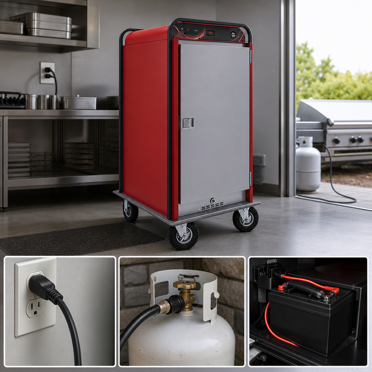 Product image #3 for Tri-Powered Insulated Indoor/Outdoor Mobile Heated Holding Cabinet, 3/4 Size, 16 Pan Capacity