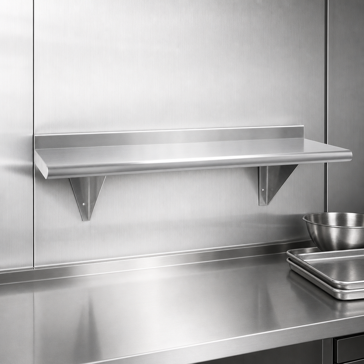 Product image #3 for Advance Tabco 60" x 15" Wall-Mounted Stainless Steel Shelf, 16 Gauge 304 Satin Finish