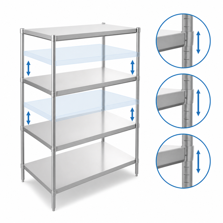 Product image #3 for John Boos Stainless Steel Dry Storage Shelving Unit with 3 Adjustable Shelves, 54 x 24 x 60 Inches