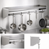 Thumbnail image #3 for 108-Inch Wall-Mounted Stainless Steel Wall Shelf with Pot Rack and Removable Hooks