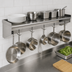 Thumbnail image #3 for Eagle Group 120 Inch Wall-Mounted Stainless Steel Shelf with Pot Rack and 10 Hooks
