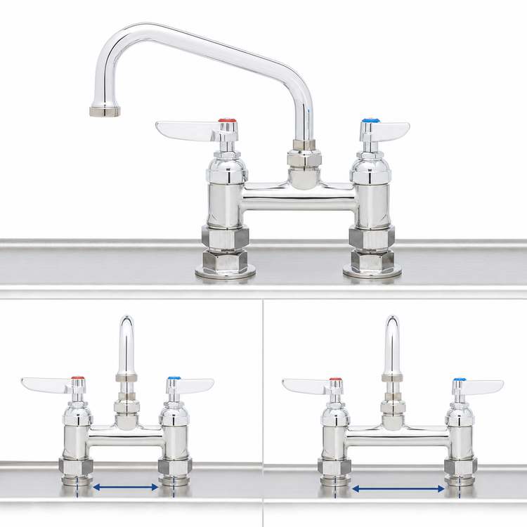 Product image #3 for T&S Brass B-0228-CR Double-Handle Deck Mount Pantry Faucet with 6-Inch Swing Nozzle