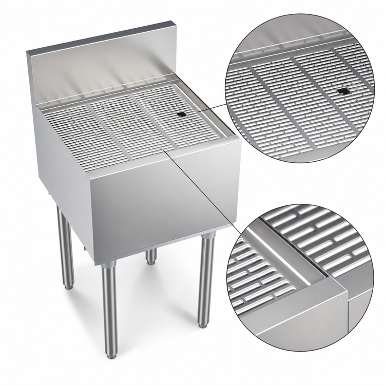 Product image #3 for Krowne Royal Series Freestanding Underbar Drainboard, Stainless Steel, 18 x 19 Inches, 1-Inch Drain