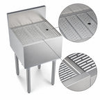 Thumbnail image #3 for Krowne Royal Series KR19-GS18 Freestanding Stainless Steel Underbar Drainboard, 18 x 19 Inches, 1-Inch Drain, 6-Inch Splash