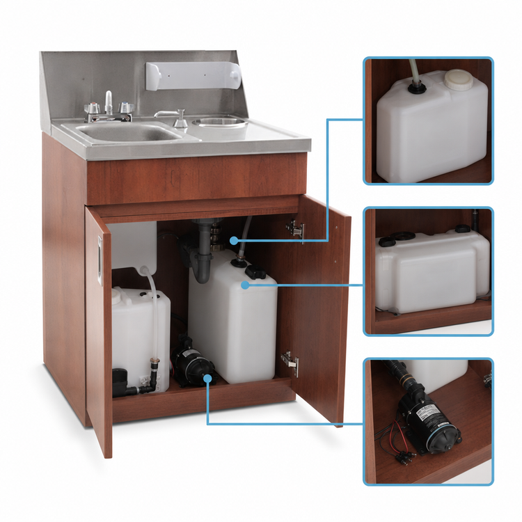 Product image #3 for Eagle Group Self-Contained Portable Hand Sink with Laminated Cabinet, Stainless Steel Bowl, Cold Water Only