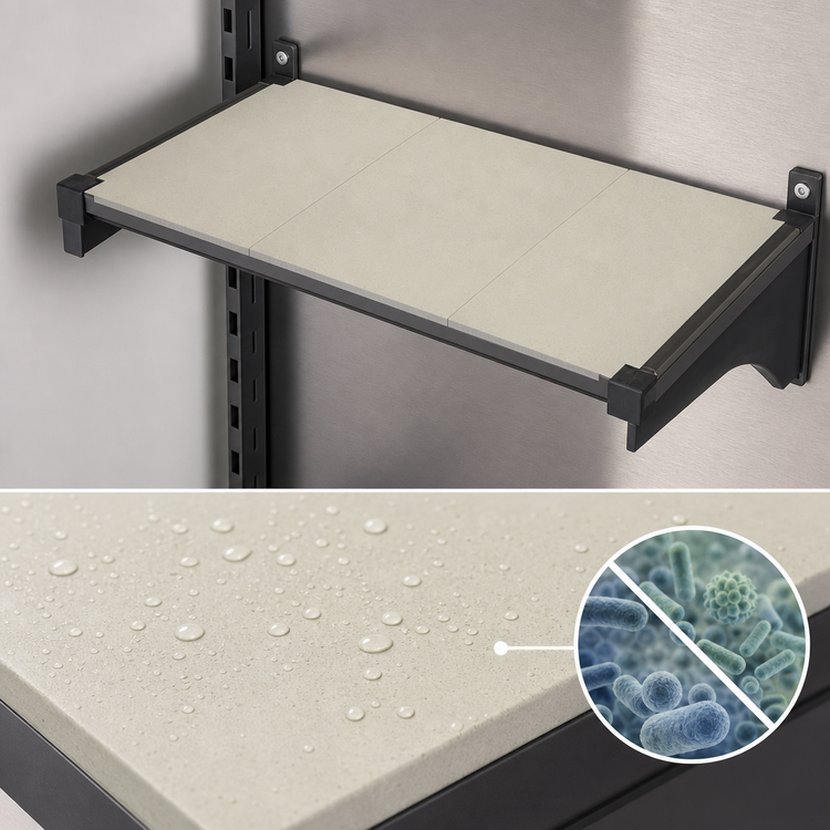 Product image #3 for Cambro Camshelving Elevation 24" x 36" Wall-Mounted Solid Add-On Shelf Kit, Brushed Graphite