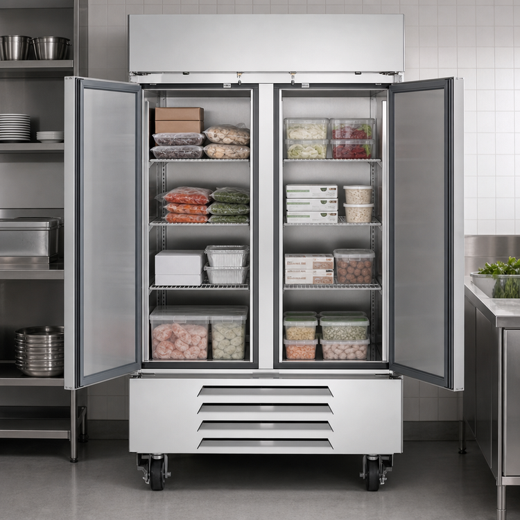 Product image #4 for Beverage-Air Horizon Series Two-Section Reach-In Freezer with Solid Lockable Doors, 35.08 Cu. Ft., Stainless Steel, Self-Contained