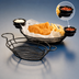 Thumbnail image #3 for American Metalcraft 11 x 8 Inch Oval Wire Serving Basket with Built-In Ramekin Holders, Black