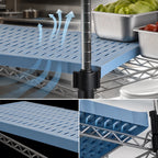 Thumbnail image #3 for Eagle Group QuadPlus QPF-QA1860V-BL 60 x 18 Inch Blue Louvered Polymer Shelf Mat with Gray Epoxy Wire Frame Case of 2
