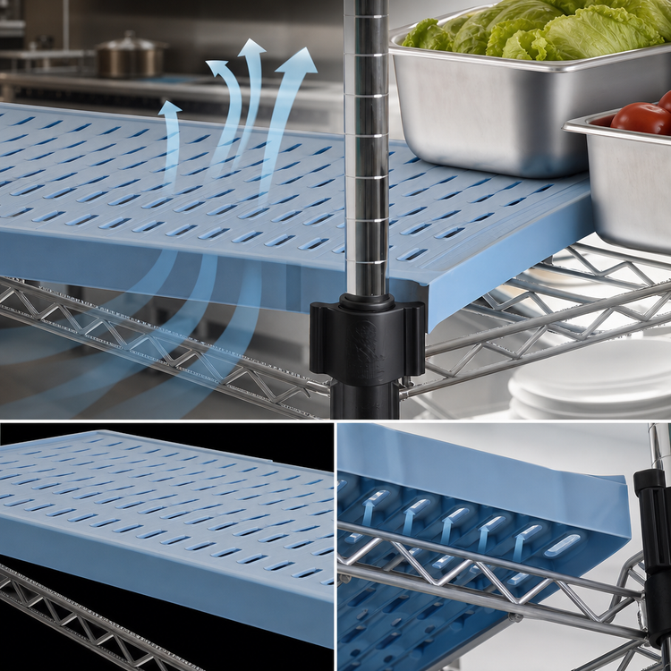 Product image #3 for QuadPlus Louvered Polymer Shelf Mat with Quad-Adjust Wire Frame, 60 x 18 Inches