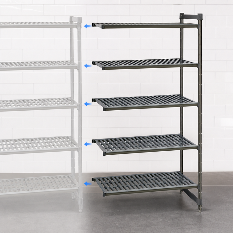 Product image #3 for Cambro Camshelving Basics Plus 18 x 36 x 84 Inch 5-Tier Vented Add-On Polymer Shelving Unit