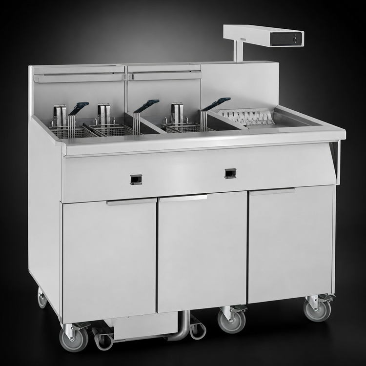 Product image #3 for Imperial Triple 50 lb. Electric Floor Fryer with Built-In Filter System and Dump Station