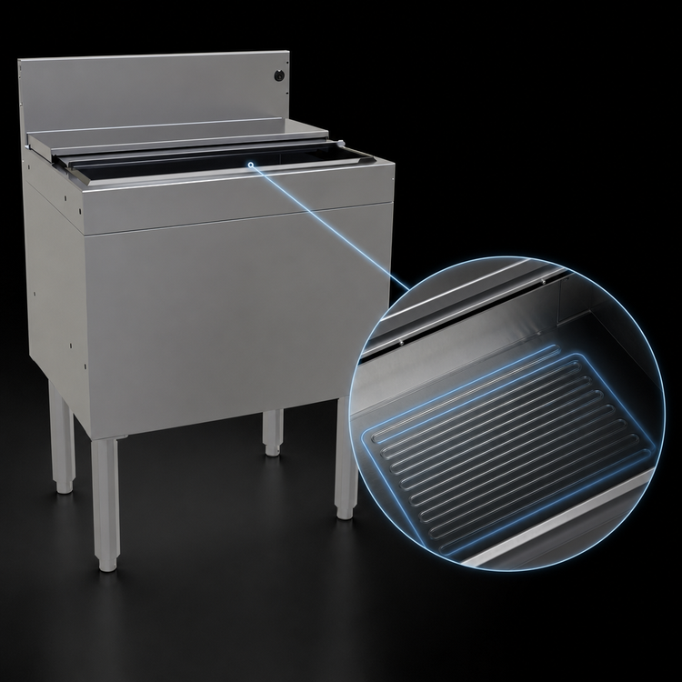 Product image #3 for Glastender Extra Deep Stainless Steel Underbar Ice Bin with 10-Circuit Cold Plate