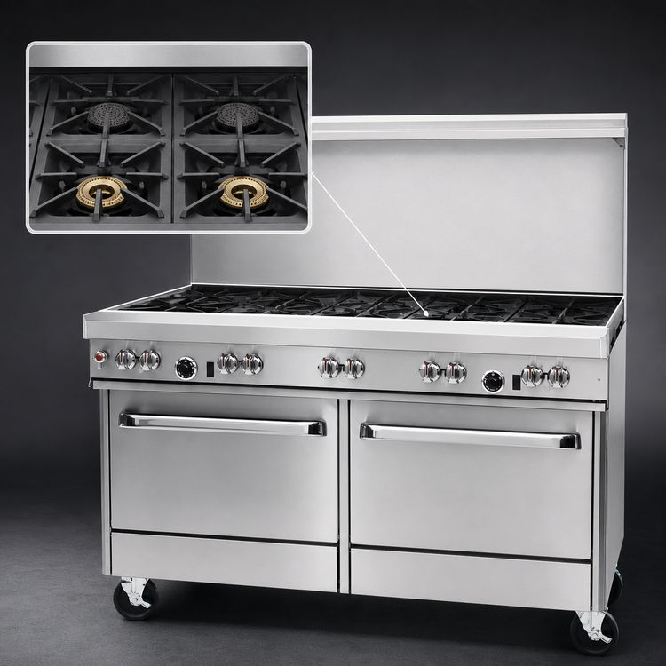Product image #3 for Southbend Ultimate 60-Inch Gas Restaurant Range with 4 Open Burners, 36-Inch Charbroiler, Standard Oven and Cabinet Base