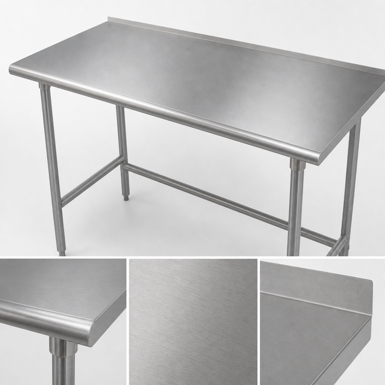 Product image #3 for Advance Tabco 60" x 30" Stainless Steel Work Table with 1-1/2" Rear Up-Turn and Open Base