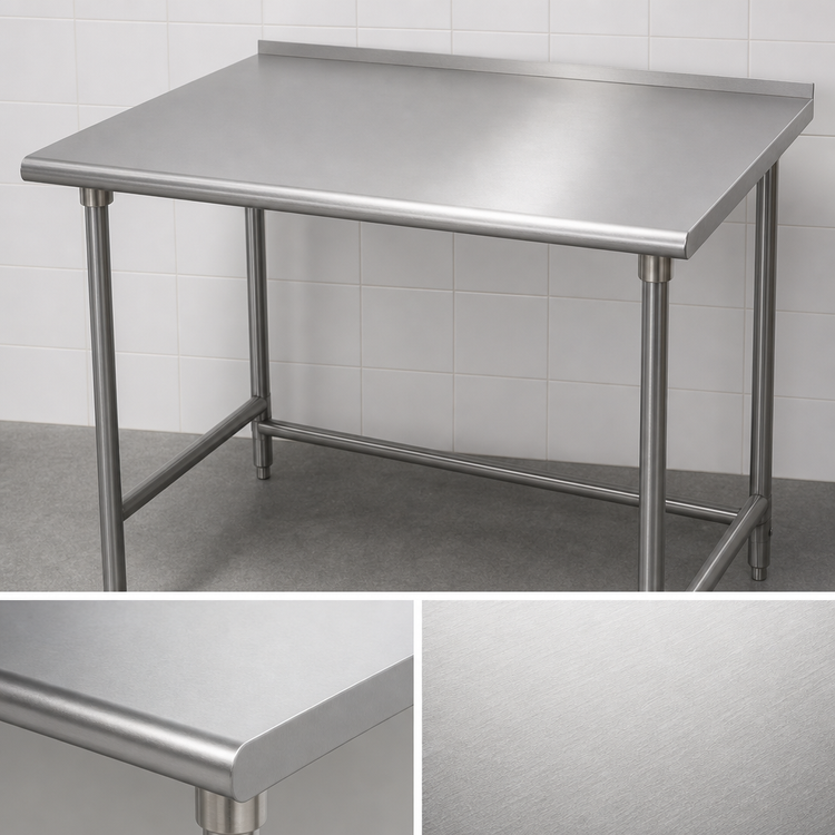 Product image #3 for Advance Tabco 30-Inch x 30-Inch Corner Stainless Steel Work Table with 16-Gauge 304 Top and 1-1/2-Inch Rear Up-Turn