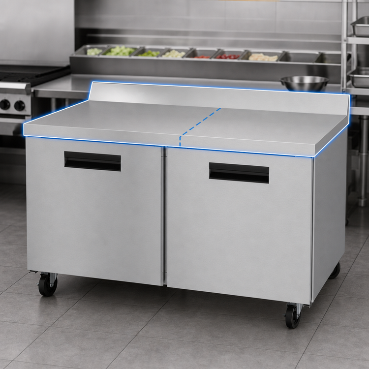 Product image #3 for Hoshizaki Steelheart 60-Inch Two-Section Reach-In Worktop Freezer, 15.1 Cu. Ft., Solid Doors