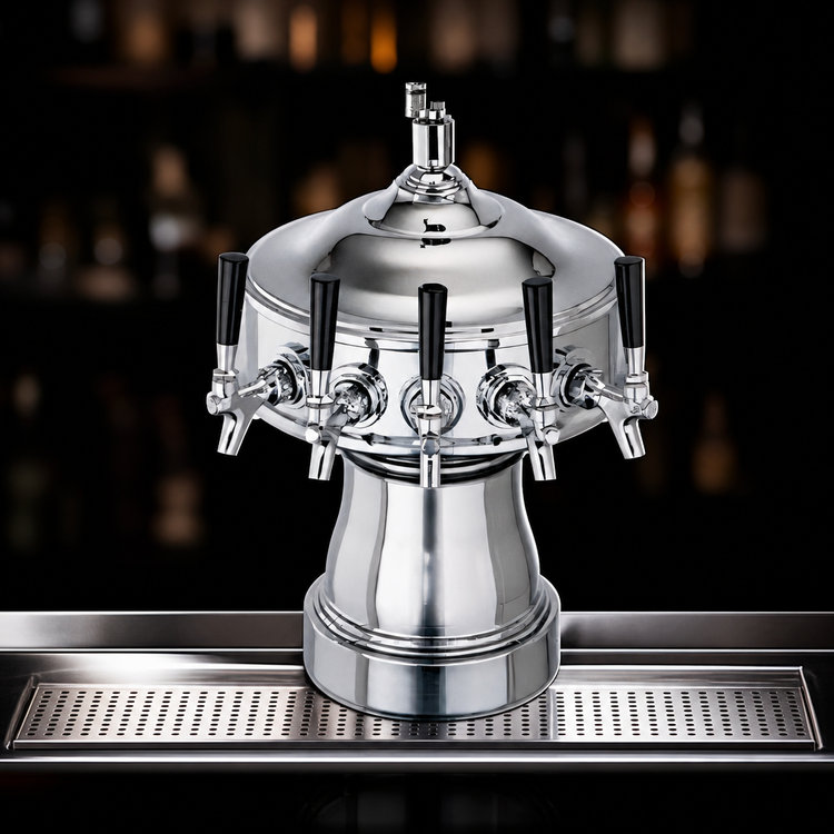 Product image #3 for Perlick Gambrinus 5-Faucet Countertop Glycol-Cooled Draft Beer Tower, Chrome Finish