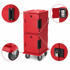 Thumbnail image #4 for Cambro Ultra Camcart® UPC800SP158 Double-Compartment Front-Loading Insulated Food Pan Cart, 60 Qt., Hot Red