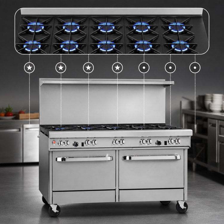 Product image #3 for Southbend Ultimate 60-Inch Gas Restaurant Range with 10 Open Burners, Standard Oven and Cabinet Base
