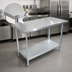 Thumbnail image #3 for Omcan 48-Inch x 18-Inch 18/430 Stainless Steel Flat Top Work Table with Galvanized Undershelf