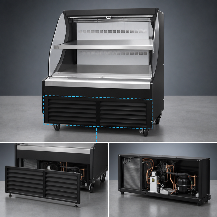 Product image #3 for Everest Refrigeration EOMH-48-B-35-T 48-Inch Horizontal Open Air Display Merchandiser Refrigerator, 9.7 Cu. Ft., Bottom-Mount Self-Contained R290