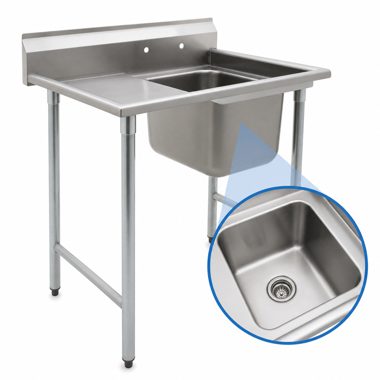 Product image #3 for Eagle Group 414 Series One-Compartment Stainless Steel Sink with Left Drainboard, 44-7/8 Inch Wide