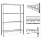 Thumbnail image #3 for EAGLEbrite Red-i-Pak 4-Tier Stationary Wire Shelving Unit, 48W x 18D x 74H, Zinc Finish