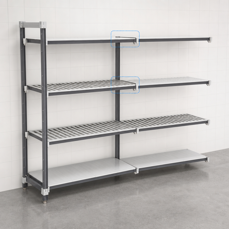 Product image #3 for Camshelving Elements XTRA Stationary Add-On Shelving Unit, 24-Inch Wide x 18-Inch Deep x 64-Inch High, 4-Tier, Vented & Solid, Speckled Gray