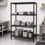 Thumbnail image #3 for Quantum WR86-3048BK Wire Shelving Starter Unit, 48"W x 30"D x 86"H, 4 Shelves, Black Epoxy Finish