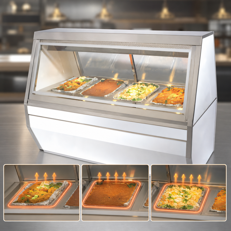 Product image #3 for Howard-McCray 35 Series 3-Well Hot Food Service Case, 50 Inch, Wet or Dry Operation, White Exterior