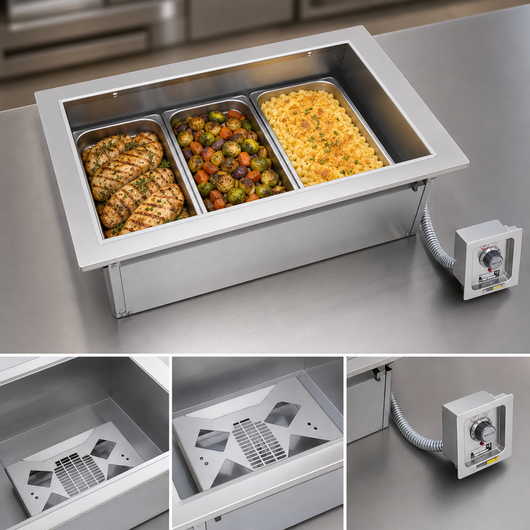 Product image #3 for Wells MDW300 Modular Three-Well Built-In Electric Dry Well Food Warmer for 12 x 20 Pans