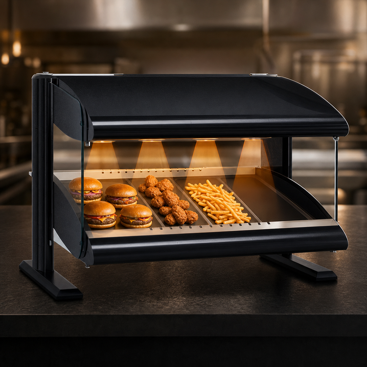Product image #3 for Hatco Spot On 30-Inch Slant Countertop Heated Zone Merchandiser Warmer, Single Shelf, 4 Zones