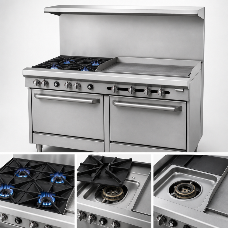 Product image #3 for Southbend S-Series 60-Inch Commercial Gas Range with 2 Open Burners, 48-Inch Thermostatic Griddle, and 2 Cabinet Bases