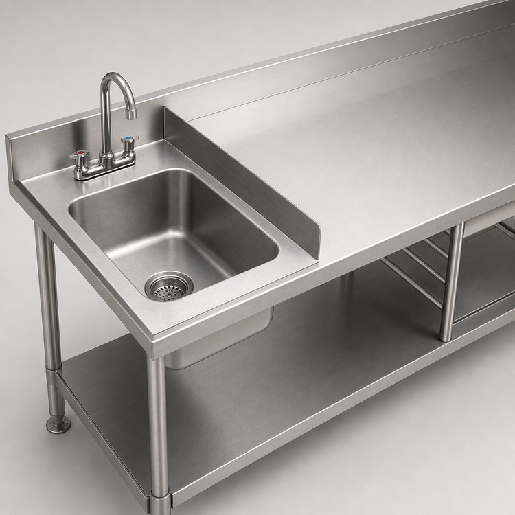 Product image #3 for Eagle Group E22 Single-Bowl Sink with Faucet and Basket Drain for 30-Inch Tables