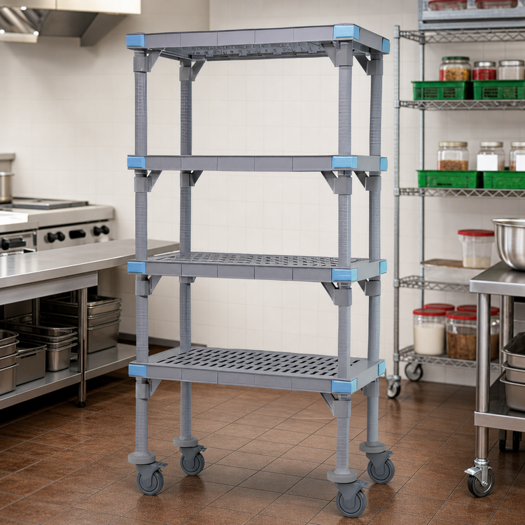 Product image #3 for Quantum Millenia 5-Shelf Mobile Polymer Shelving Starter Unit, 30"W x 21"D x 86"H