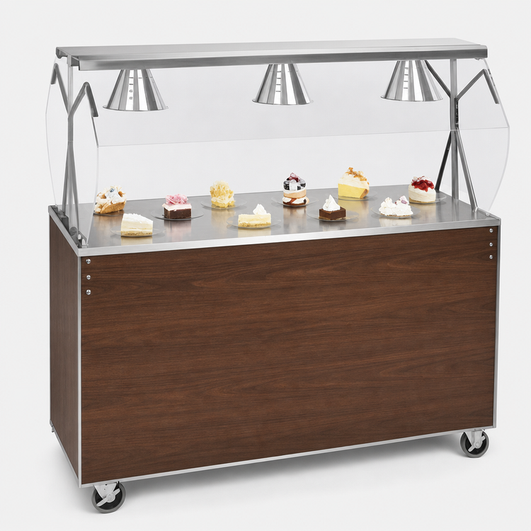 Product image #3 for Vollrath 2-Series Affordable Portable 46-Inch Cafeteria Utility Station with Solid Base and Cafeteria Breath Guard, Walnut Woodgrain