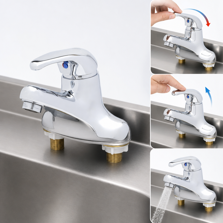 Product image #3 for T&S Brass Single-Lever Deck-Mount Manual Faucet with Fixed Spout, 4-Inch Centers, 0.5 GPM