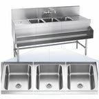 Thumbnail image #3 for Eagle Group Spec-Bar B6-3-L-19 Three-Compartment Underbar Sink Unit, 72 x 19 x 37 Inches, Left Drainboard, 8-Inch Backsplash, Stainless Steel