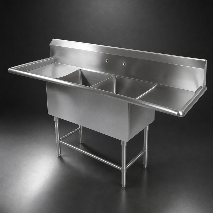 Product image #3 for John Boos Pro-Bowl 2-Compartment Stainless Steel Sink with Dual Drainboards