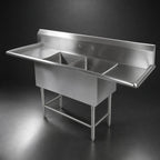 Thumbnail image #3 for John Boos Pro-Bowl 2PB24-2D24 2-Compartment Stainless Steel Sink with Left & Right Drainboards, 16-Gauge, 10-Inch Backsplash