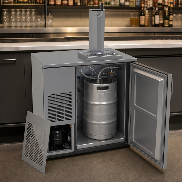 Product image #3 for Glastender C1FB36-DD One-Zone Front-Serviced Bar Profile Draft Dispensing Cooler, 36 Inch Wide, 1 Section